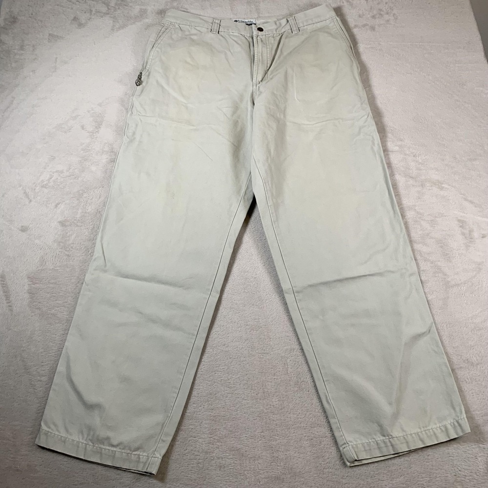 Columbia Pants Mens 36x32 Beige Outdoor Casual Zip Pocket Relaxed Fit Hiking